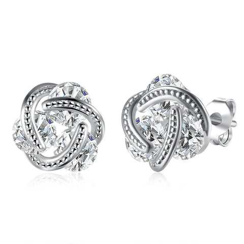 18K Gold Plated Mesh Knot Stud Earrings Made with Swarovski Elements, , ALILY , ALILY   jewelryjewelry deals, swarovski crystal jewelry, groupon jewelry,, jewelry for mom, 