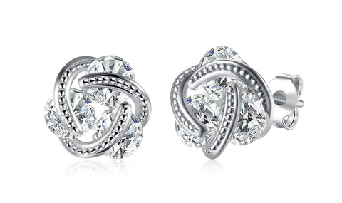 14K Gold Plating  Elements Twisted 3-Stone Stud Earrings- Options Available