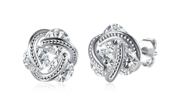14K Gold Plating  Elements Twisted 3-Stone Stud Earrings- Options Available