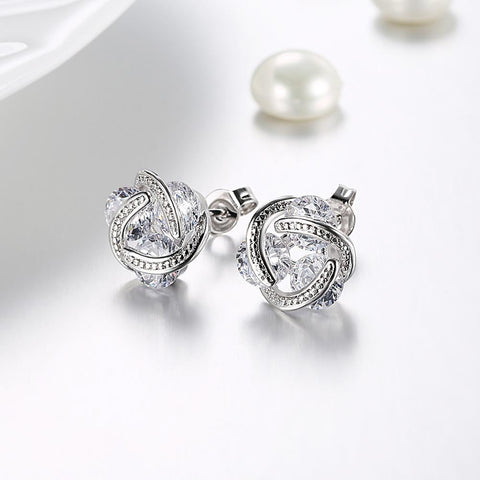 18K Gold Plated Mesh Knot Stud Earrings Made with Swarovski Elements, , ALILY , ALILY   jewelryjewelry deals, swarovski crystal jewelry, groupon jewelry,, jewelry for mom, 