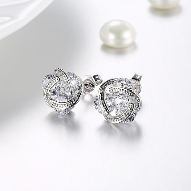 18K Gold Plated Mesh Knot Stud Earrings Made with Swarovski Elements, , ALILY , ALILY   jewelryjewelry deals, swarovski crystal jewelry, groupon jewelry,, jewelry for mom, 