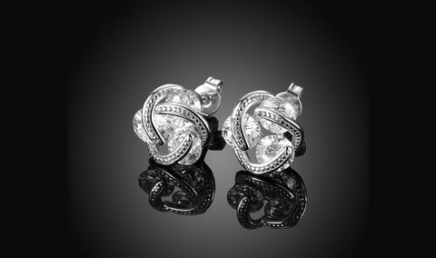 14K Gold Plating  Elements Twisted 3-Stone Stud Earrings- Options Available