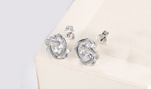 14K Gold Plating  Elements Twisted 3-Stone Stud Earrings- Options Available