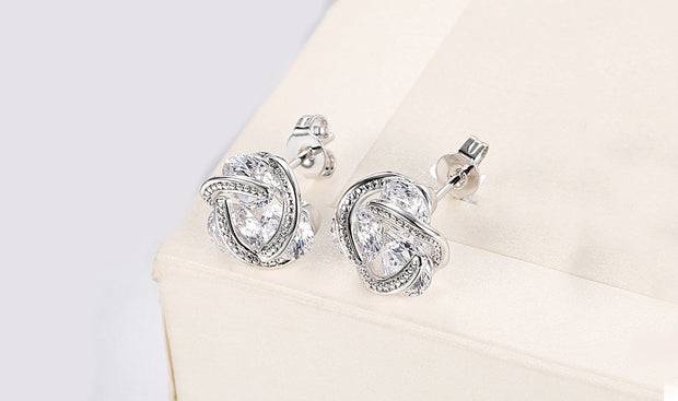 14K Gold Plating  Elements Twisted 3-Stone Stud Earrings- Options Available