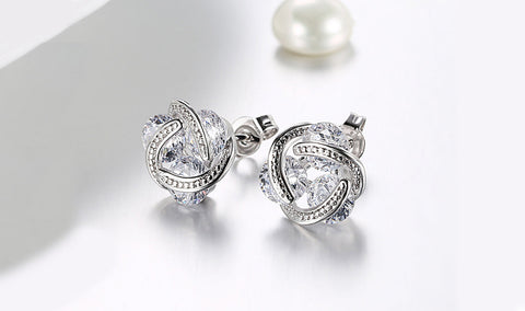 14K Gold Plating  Elements Twisted 3-Stone Stud Earrings- Options Available