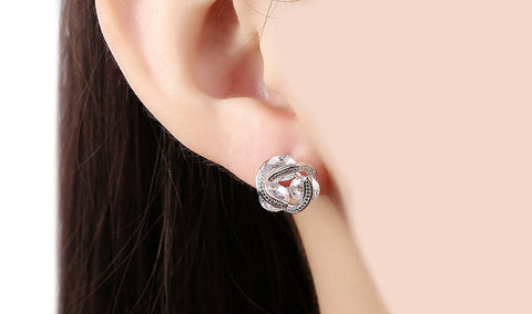 14K Gold Plating  Elements Twisted 3-Stone Stud Earrings- Options Available