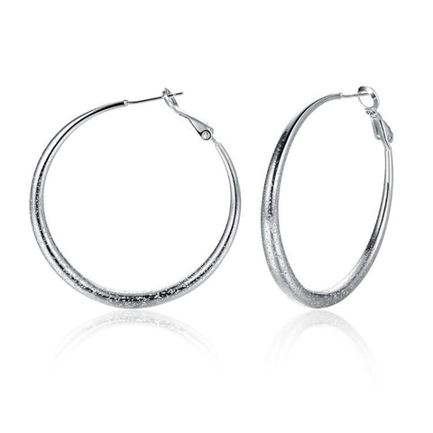 Modern Glitter Layering Hoop Earrings Set in 18K White Gold - ALILY 