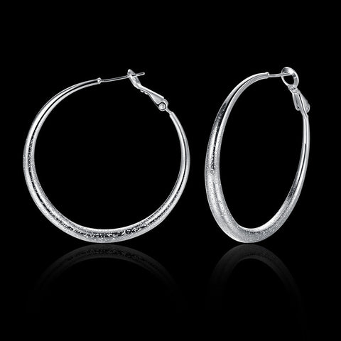 1.6" Round Hoop Earring in 18K White Gold Plated