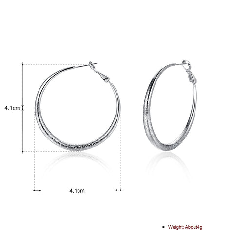 1.6" Round Hoop Earring in 18K White Gold Plated