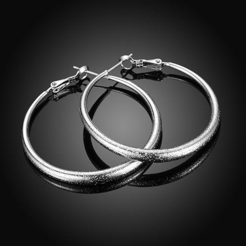 Modern Glitter Layering Hoop Earrings Set in 18K White Gold - ALILY 