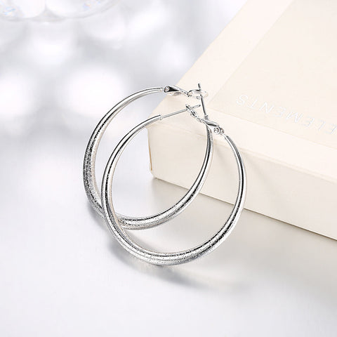 1.6" Round Hoop Earring in 18K White Gold Plated
