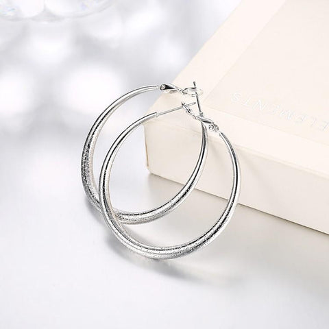 Modern Glitter Layering Hoop Earrings Set in 18K White Gold - ALILY 