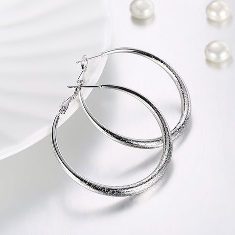 1.6" Round Hoop Earring in 18K White Gold Plated
