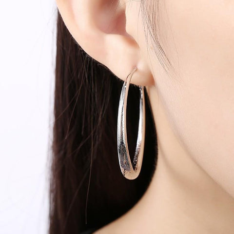 Modern Glitter Layering Hoop Earrings Set in 18K White Gold - ALILY 