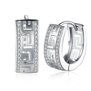 Greek Design Leverback Earring in 18K White Gold Plated with  Crystals