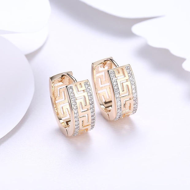 14K Gold Plated Swarovski Elements Roman Ingrain Pave Huggie Earrings, , ALILY , ALILY   jewelryjewelry deals, swarovski crystal jewelry, groupon jewelry,, jewelry for mom, 