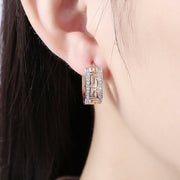 Greek Design Leverback Earring in 18K Gold Plated with  Crystals