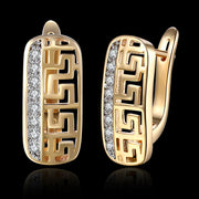 Roman Design Leverback Earring in 18K Gold Plated with  Crystals