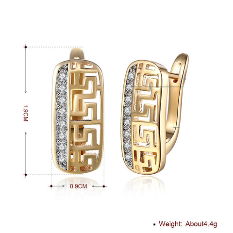 Roman Design Leverback Earring in 18K Gold Plated with  Crystals