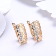Roman Design Leverback Earring in 18K Gold Plated with  Crystals