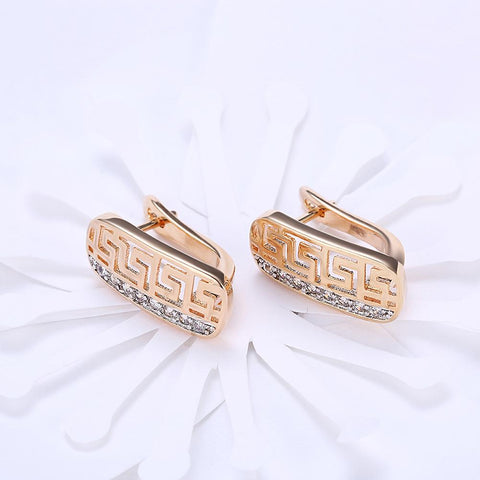 Laser Cut  Elements Clip On Earrings in 14K Gold