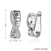 Italian Twist Roman Design Leverback Earring in 18K White Gold Plated with  Crystals
