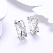 Italian Twist Roman Design Leverback Earring in 18K White Gold Plated with  Crystals