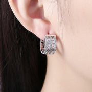 Thick Austrian Crystal Micro-Pav'e Huggie Hoop Earrings Set in 18K Gold - ALILY 