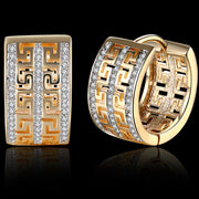 French Twist Design Huggie Earring in 18K Gold Plated with  Crystals