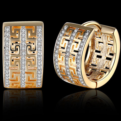 French Twist Design Huggie Earring in 18K Gold Plated with  Crystals