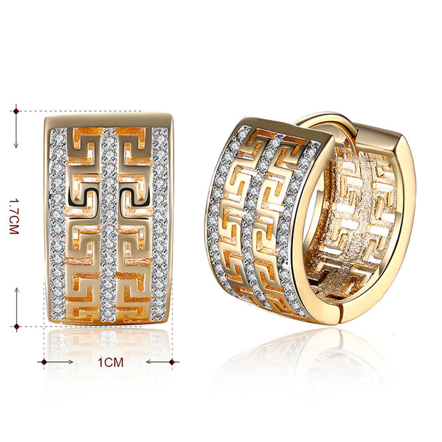 French Twist Design Huggie Earring in 18K Gold Plated with  Crystals