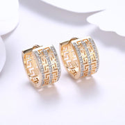 Thick Austrian Crystal Micro-Pav'e Huggie Hoop Earrings Set in 18K Gold - ALILY 