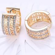 French Twist Design Huggie Earring in 18K Gold Plated with  Crystals