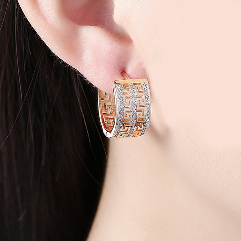 French Twist Design Huggie Earring in 18K Gold Plated with  Crystals