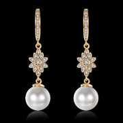 Freshwater Pearl Starburst Drop Earring in 18K Gold Plated with  Crystals