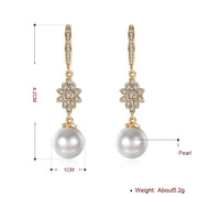Freshwater Pearl Starburst Drop Earring in 18K Gold Plated with  Crystals