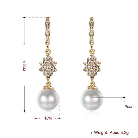 Freshwater Pearl Starburst Drop Earring in 18K Gold Plated with  Crystals