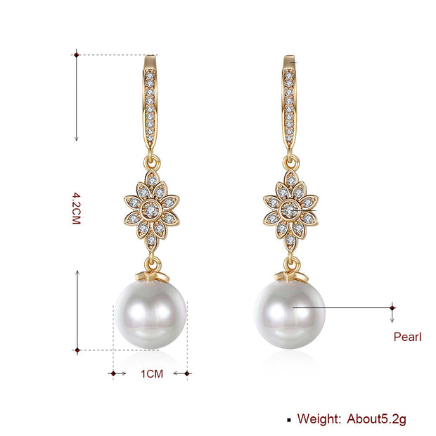Freshwater Pearl Starburst Drop Earring in 18K Gold Plated with  Crystals