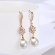 Freshwater Pearl Starburst Drop Earring in 18K Gold Plated with  Crystals