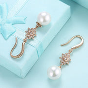Freshwater Pearl Starburst Drop Earring in 18K Gold Plated with  Crystals