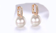 Freshwater Pearl Austrian Elements Pav'e Clip On Earrings in 14K Gold Plating ITALY Design