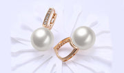 Freshwater Pearl Austrian Elements Pav'e Clip On Earrings in 14K Gold Plating ITALY Design