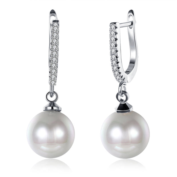Freshwater Pearl Drop Earring in 18K Gold Plated with  Crystals