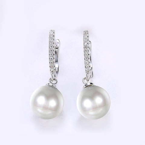 Freshwater Pearl Drop Earring in 18K Gold Plated with  Crystals