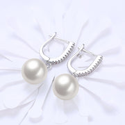 Freshwater Pearl Drop Earring in 18K Gold Plated with  Crystals