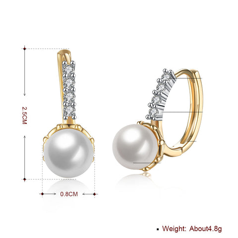 Freshwater Pearl Leverback Earring in 18K Gold Plated with  Crystals