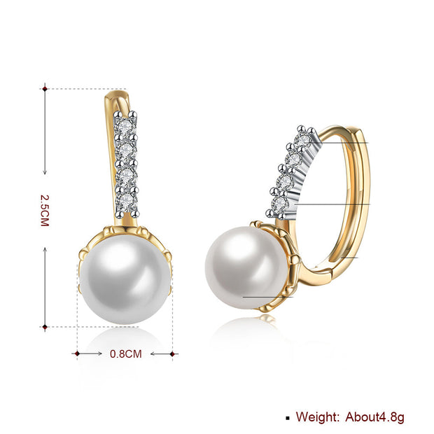 Freshwater Pearl Leverback Earring in 18K Gold Plated with  Crystals
