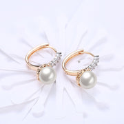 Freshwater Pearl Leverback Earring in 18K Gold Plated with  Crystals