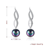 Akoya Pearl Swirl Drop Earring in 18K White Gold Plated with  Crystals