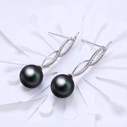 Akoya Pearl Swirl Drop Earring in 18K White Gold Plated with  Crystals